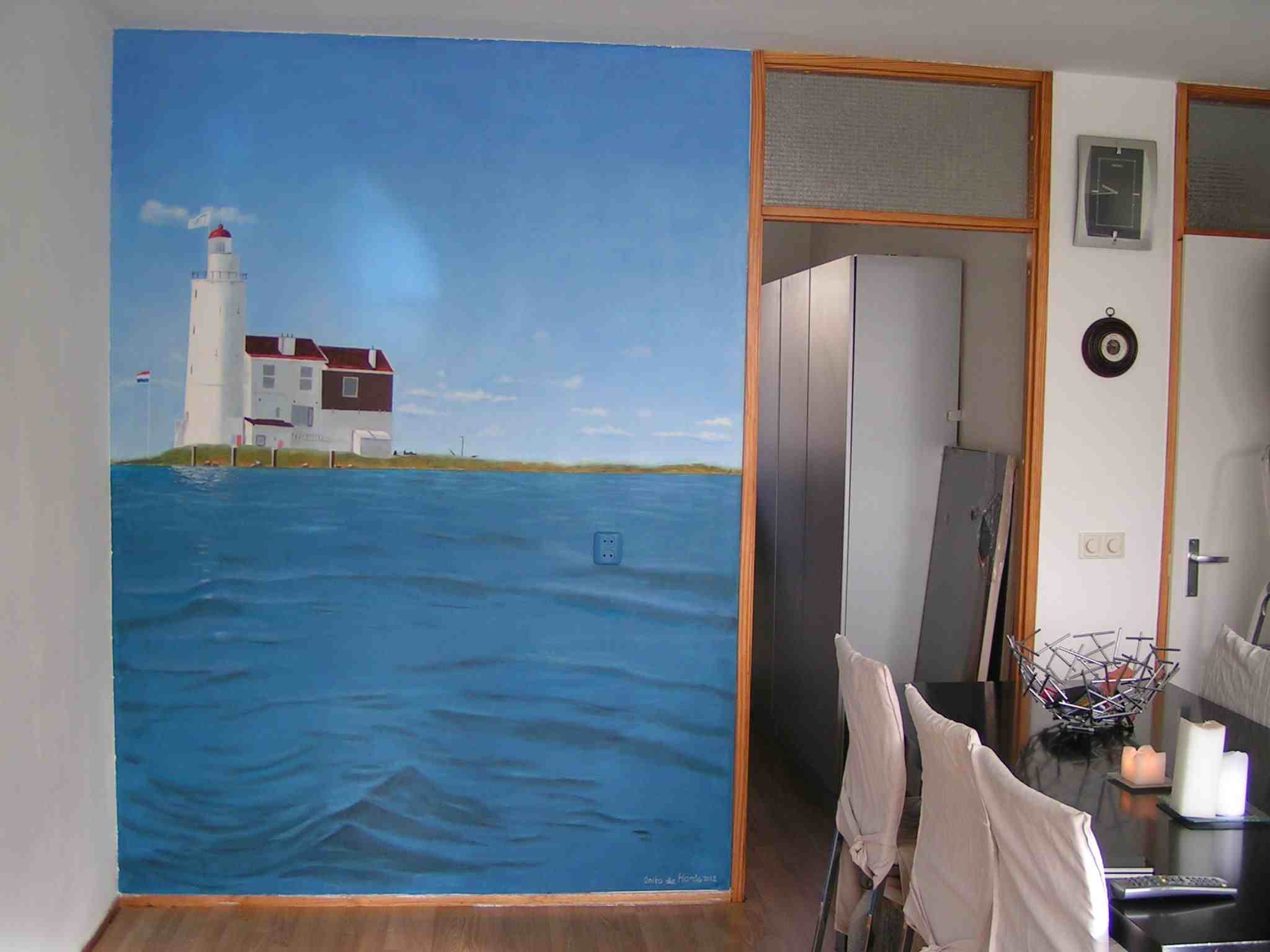 muurschildering vuurtoren